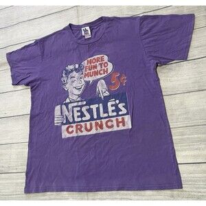 Junk Food Nestle Crunch Graphic T Shirt Size Large Purple Retro Kidcore 2010 HTF